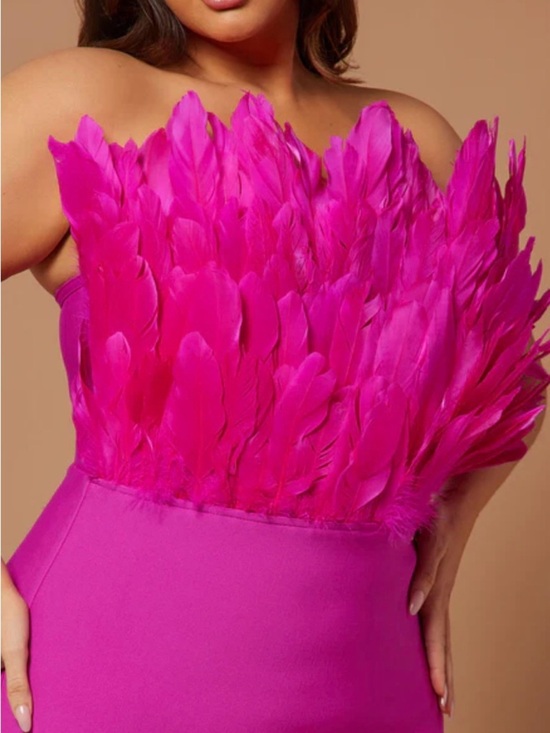 Fashion Nova Dresses & Skirts - Fashion Nova luxe Hot Pink Feathered Mini Dress bandage Marianna